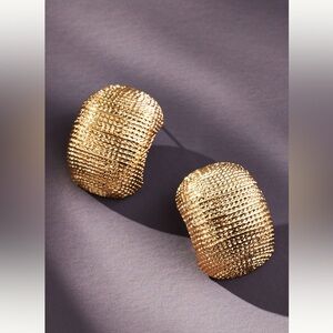 Anthropologie Gold Textured Chunky Earrings NWOB